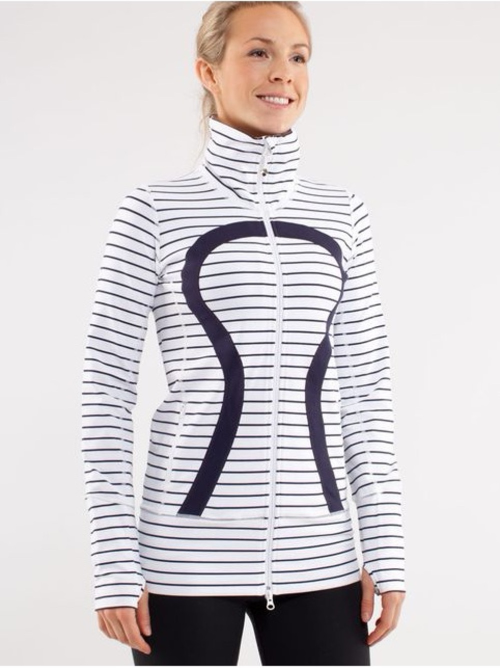 🍋 Lululemon In Stride jacket Parallel Stripe White Define Scuba RARE 6